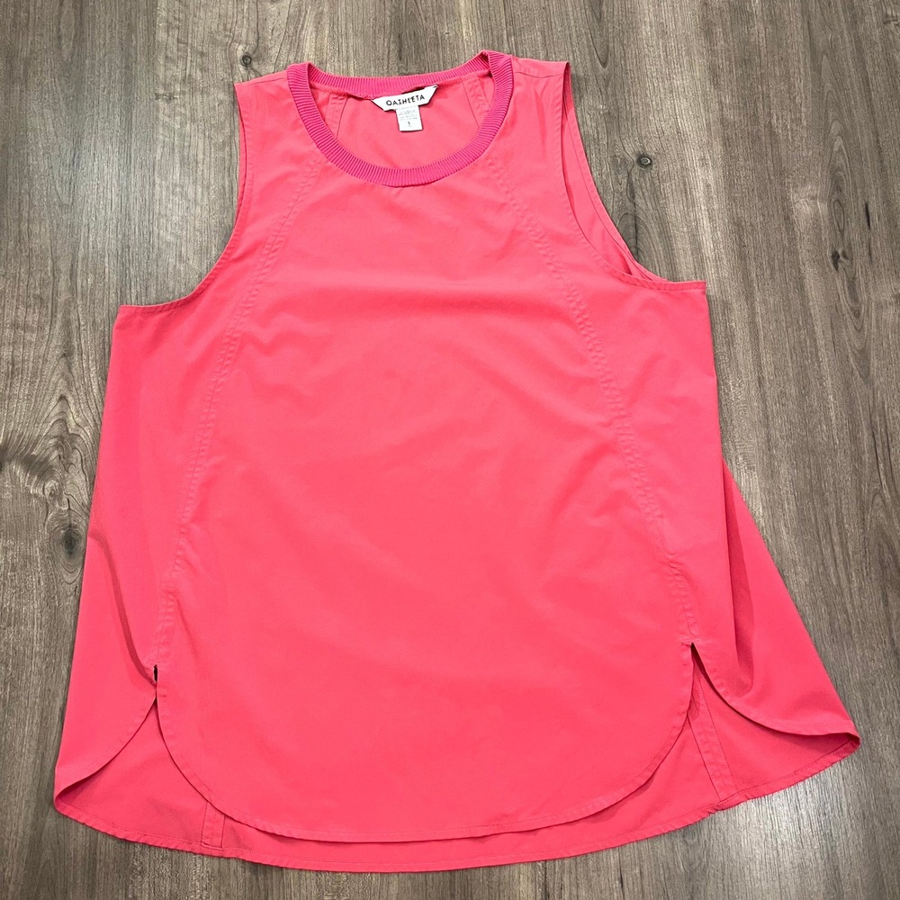 Athleta Shirt Zephyr Tank Top Pink Sleeveless High Low Activewear Womens Large